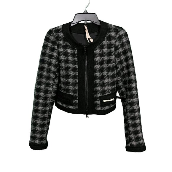 Bailey 44 Jackets & Blazers - Bailey 44 Houndstooth Wool Blend Crop Zip Jacket Sweater Small Old Money Preppy